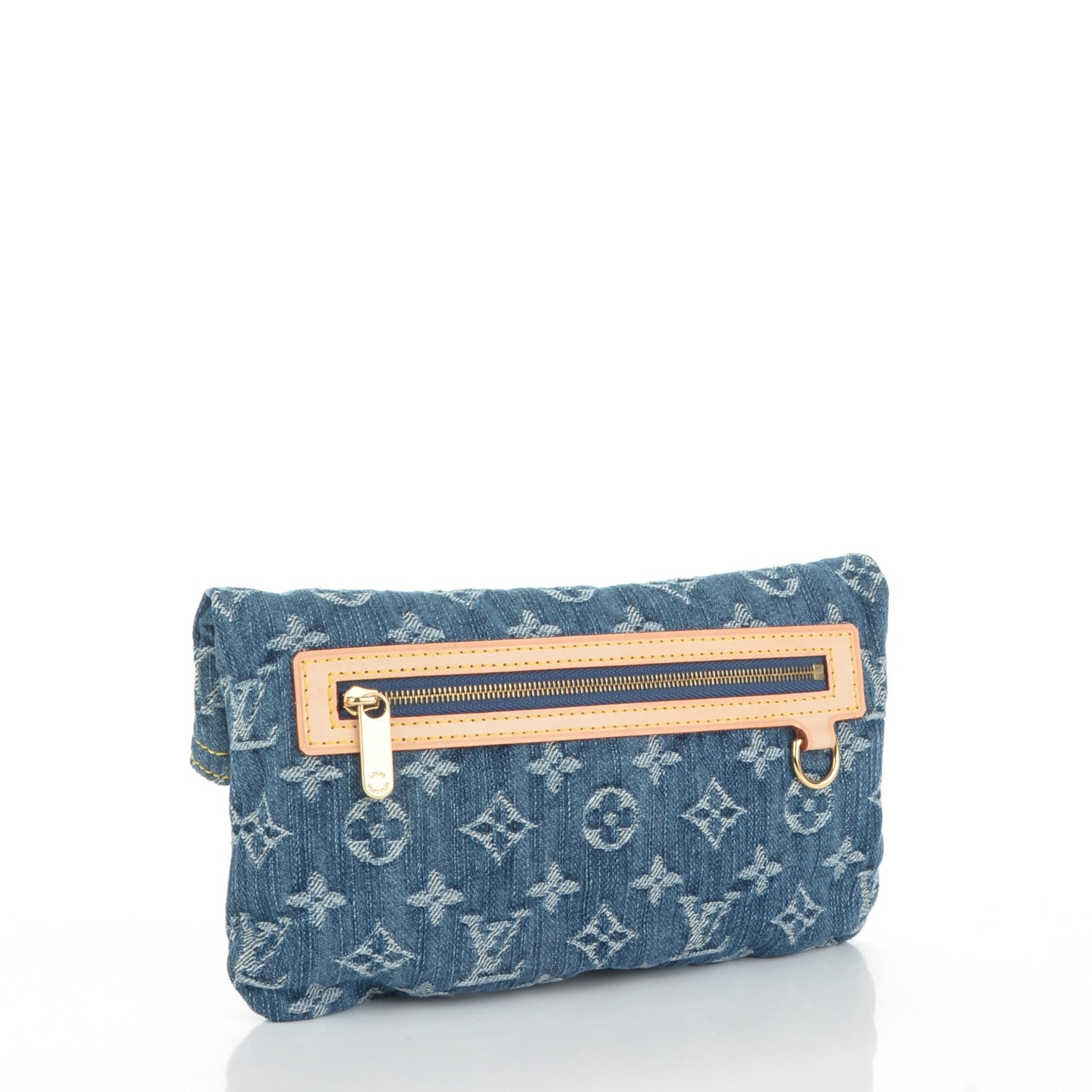 Louis Vuitton Monogram Denim Pochette Plat Clutch Blue 3 of 7