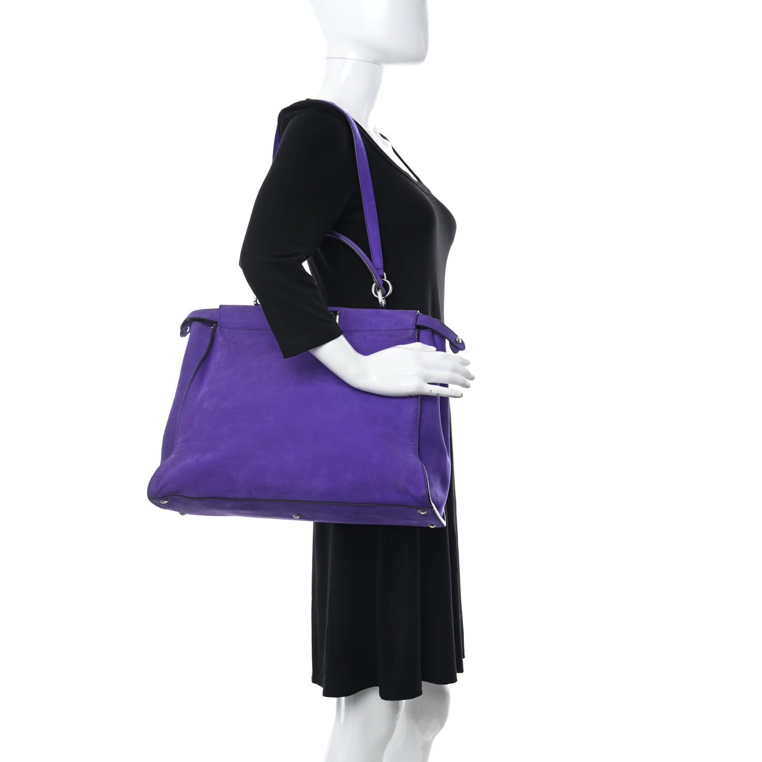 Fendi Suede Large Peekaboo Iconic Satchel Purple 2 of 11