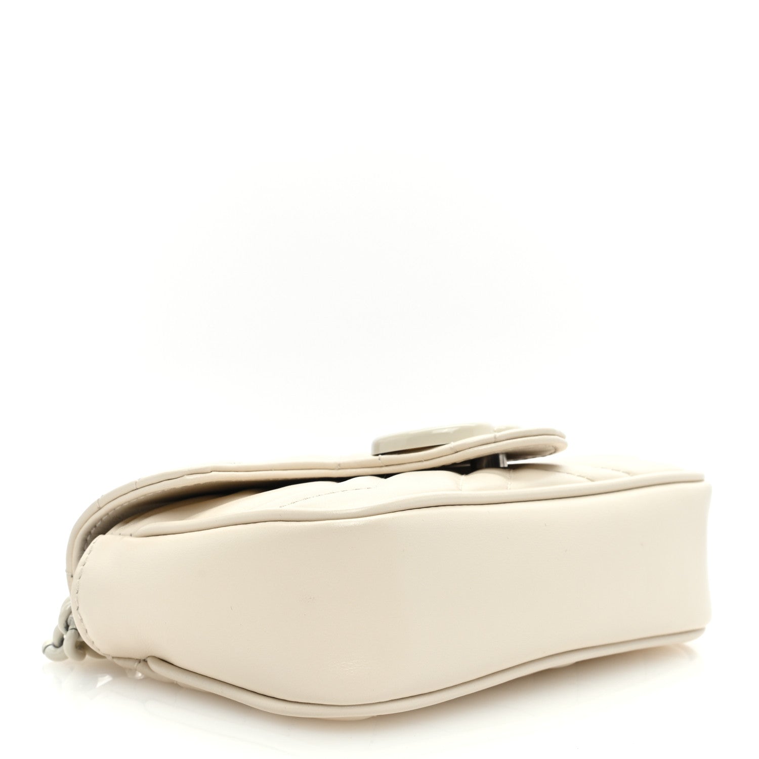 Gucci Calfskin Matelasse Monochrome GG Marmont Chain Belt Bag Mystic White 3 of 10