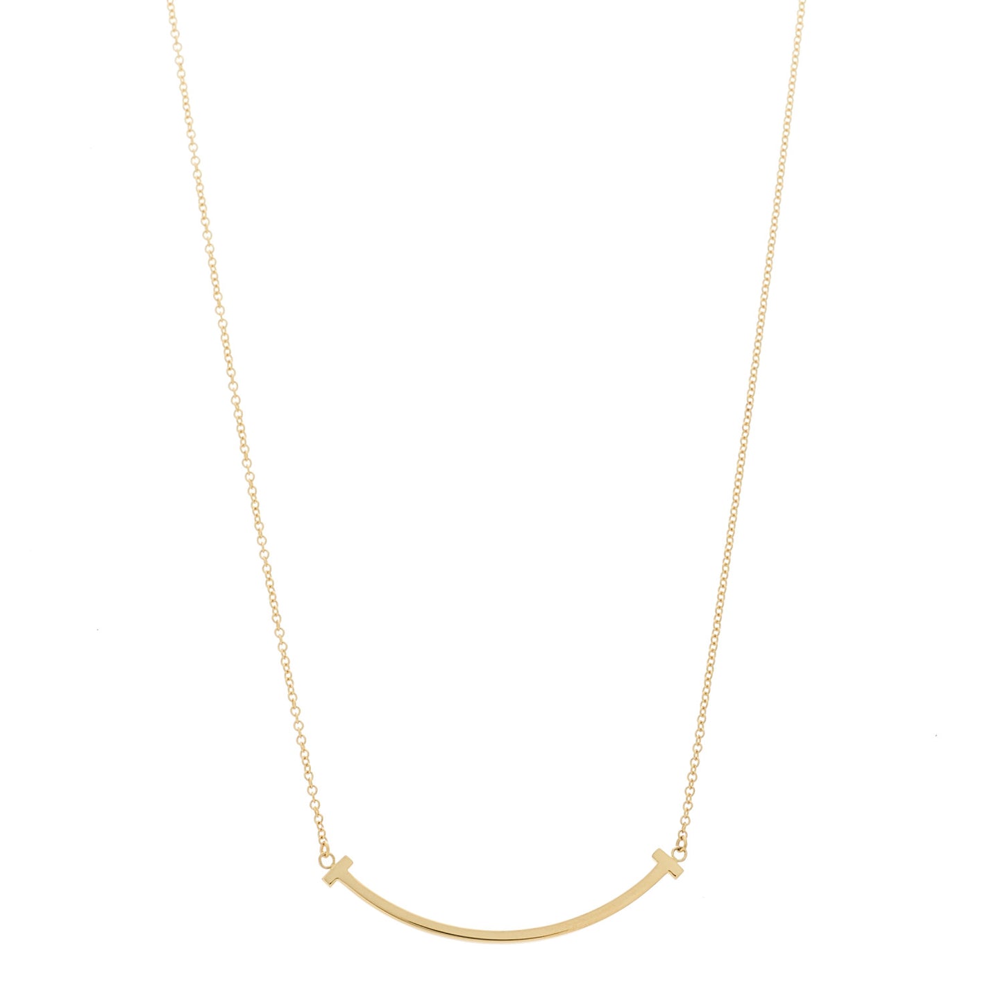 18K Yellow Gold Small T Smile Pendant Necklace