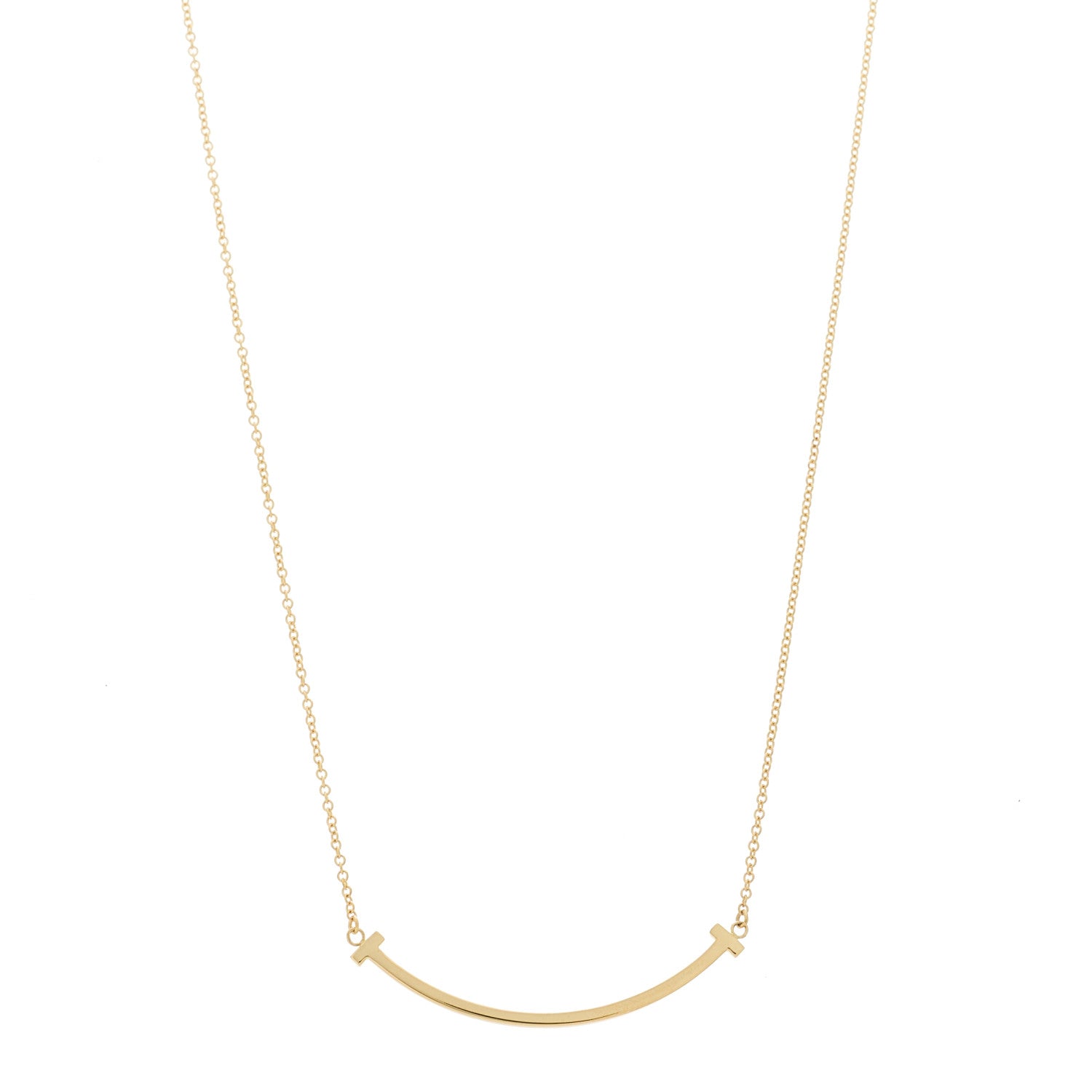 Tiffany 18K Yellow Gold Small T Smile Pendant Necklace 1 of 6