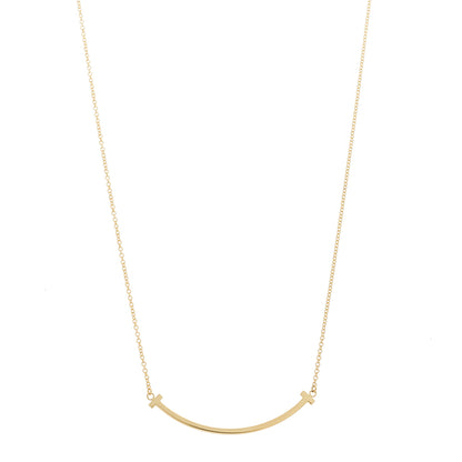 Tiffany 18K Yellow Gold Small T Smile Pendant Necklace 1 of 6