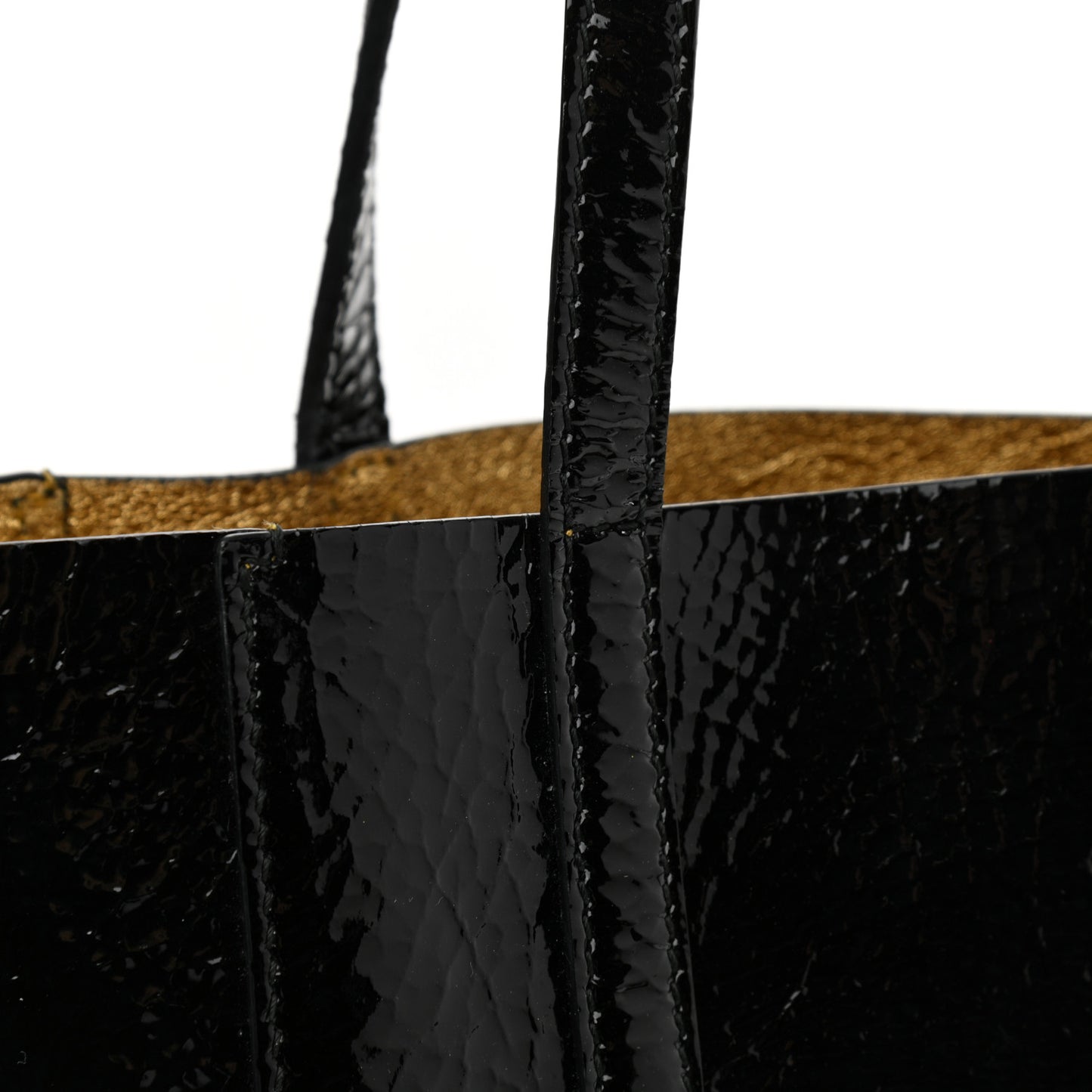 Textured Patent Calfskin XXS Everyday Tote Black
