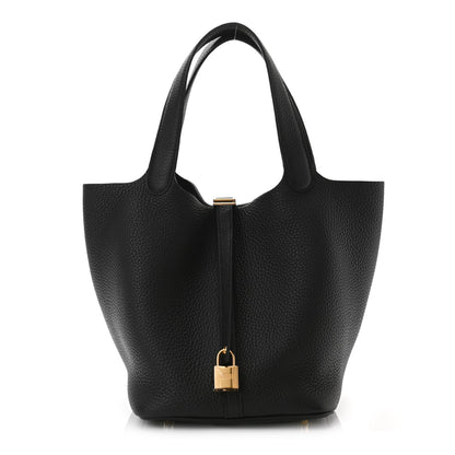 Hermes Taurillon Clemence Picotin Lock 22 MM Black 1 of 11