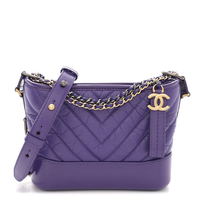 Chanel Aged Calfskin Chevron Quilted Small Gabrielle Hobo Purple 1 of 11