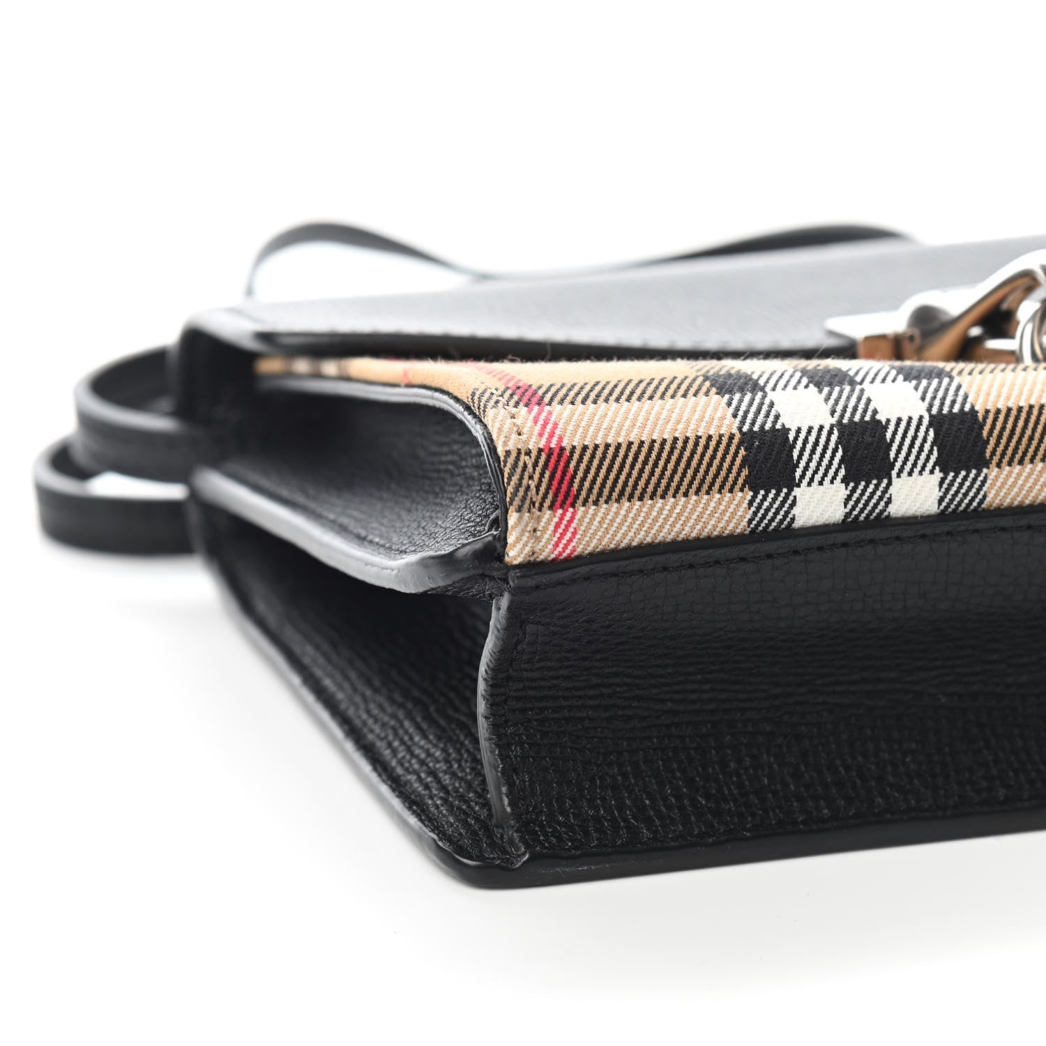 Burberry Grainy Calfskin Vintage Check Mini Macken Crossbody Bag Black 7 of 8
