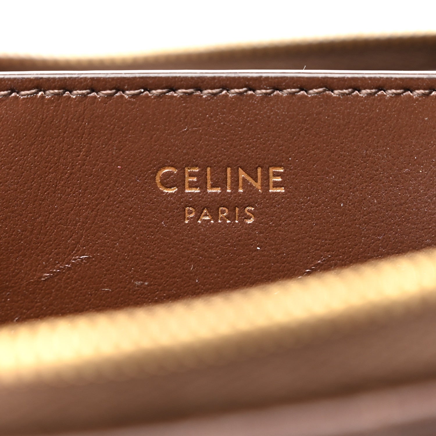 Celine Lambskin Quilted C Charm Zip Around Wallet Brown 6 of 10
