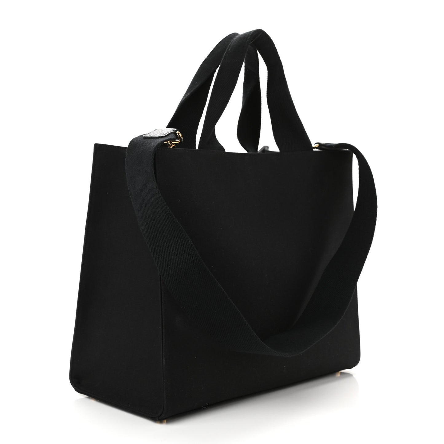 X VERSACE Cotton Canvas Cuoio Romano Fendace Logo Embroidered Signature Shopping Tote Black Gold