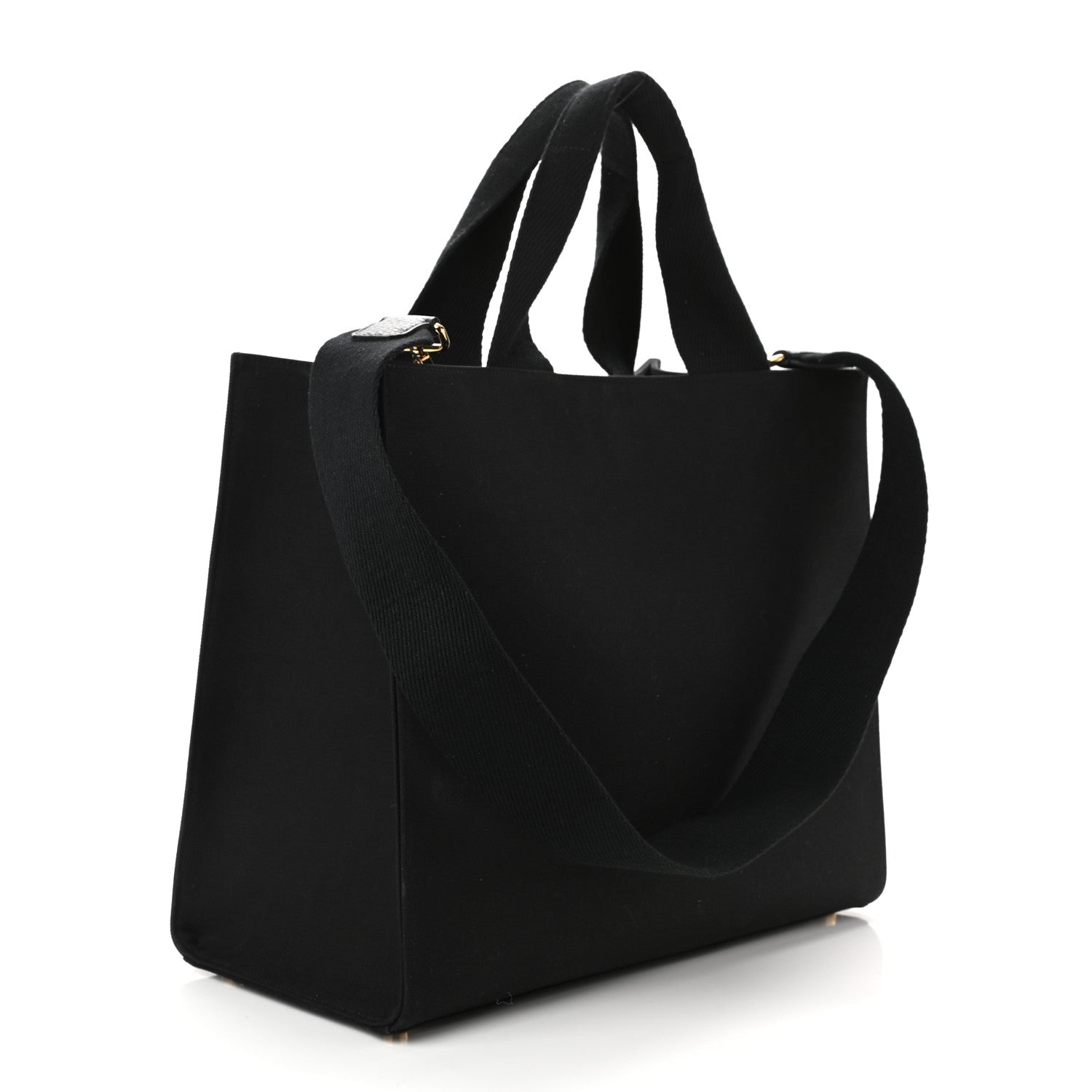 Fendi X VERSACE Cotton Canvas Cuoio Romano Fendace Logo Embroidered Signature Shopping Tote Black Gold 2 of 10