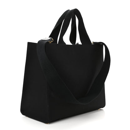 Fendi X VERSACE Cotton Canvas Cuoio Romano Fendace Logo Embroidered Signature Shopping Tote Black Gold 2 of 10