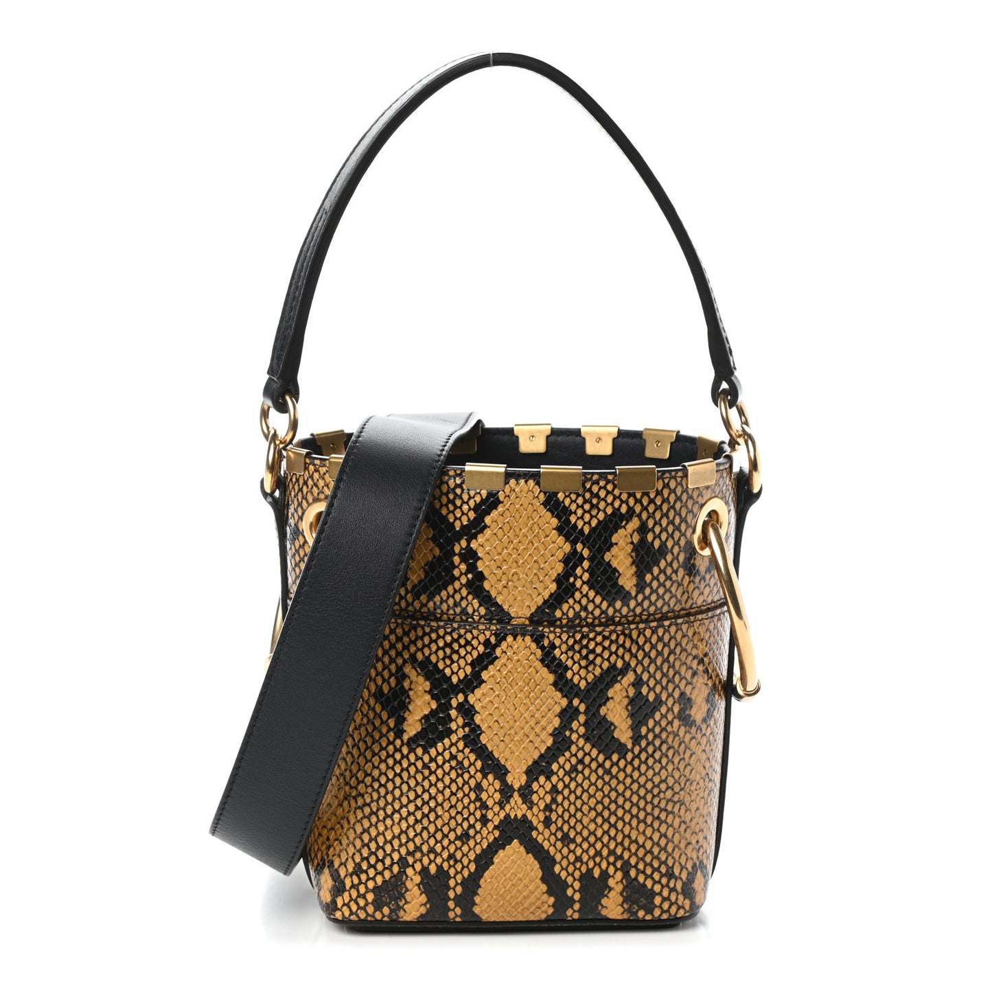 Python Embossed Calfskin Mini Roy Bucket Bag September Sun