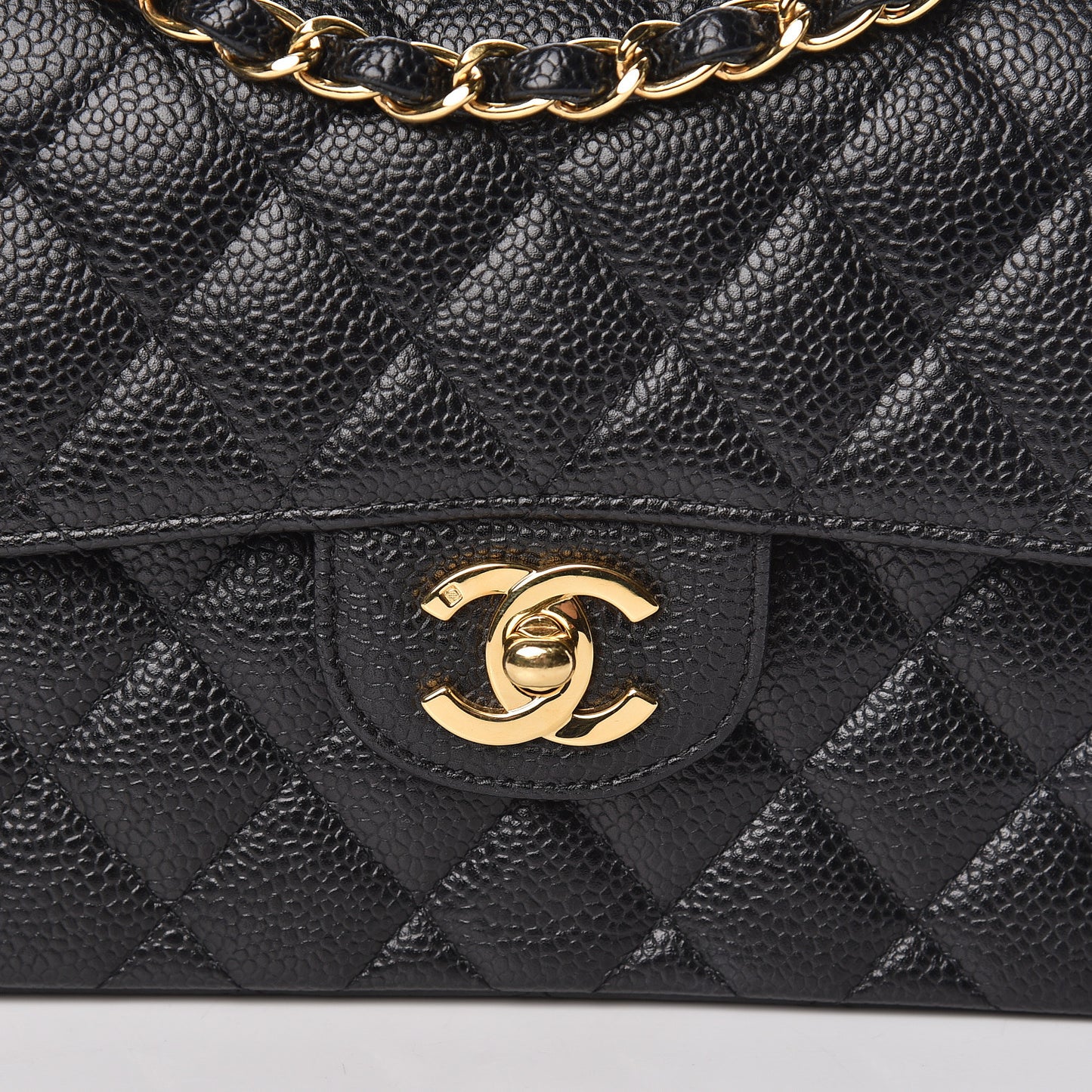 Caviar Quilted Small Double Flap Black