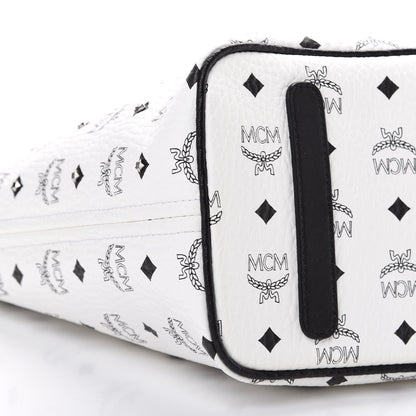 MCM Visetos Studded Medium Anya Zip Top Shopper Tote White 9 of 10