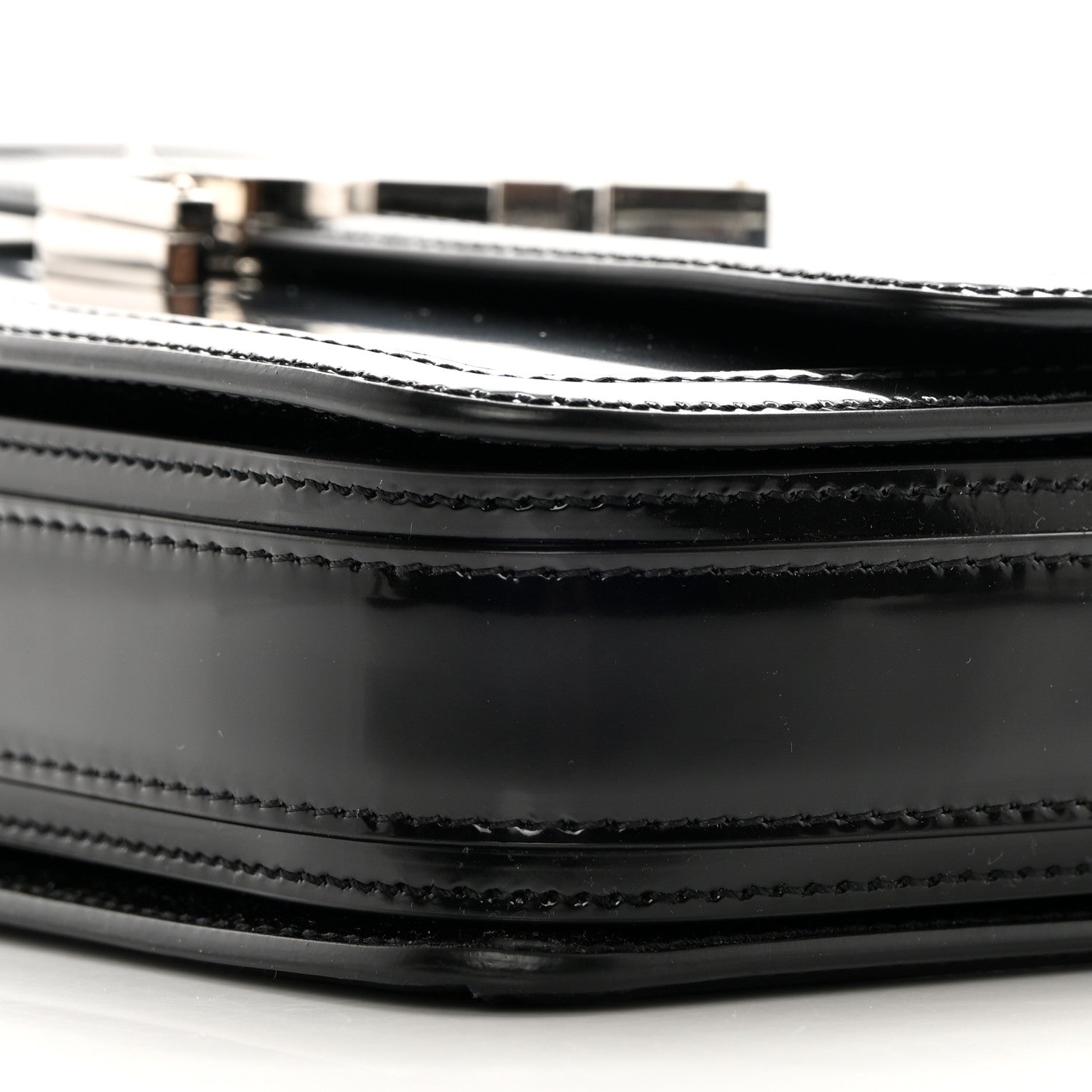 Saint Laurent Glazed Calfskin Monogram Medium Solferino Satchel Black 9 of 10