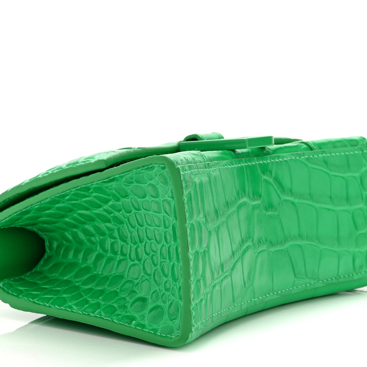 Balenciaga Shiny Calfskin Crocodile Embossed Hourglass Top Handle Bag XS Vivid Green 9 of 10
