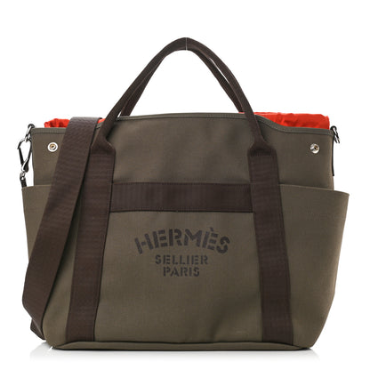 Hermes Toile Sac De Pansage Groom Kaki Feu 1 of 10