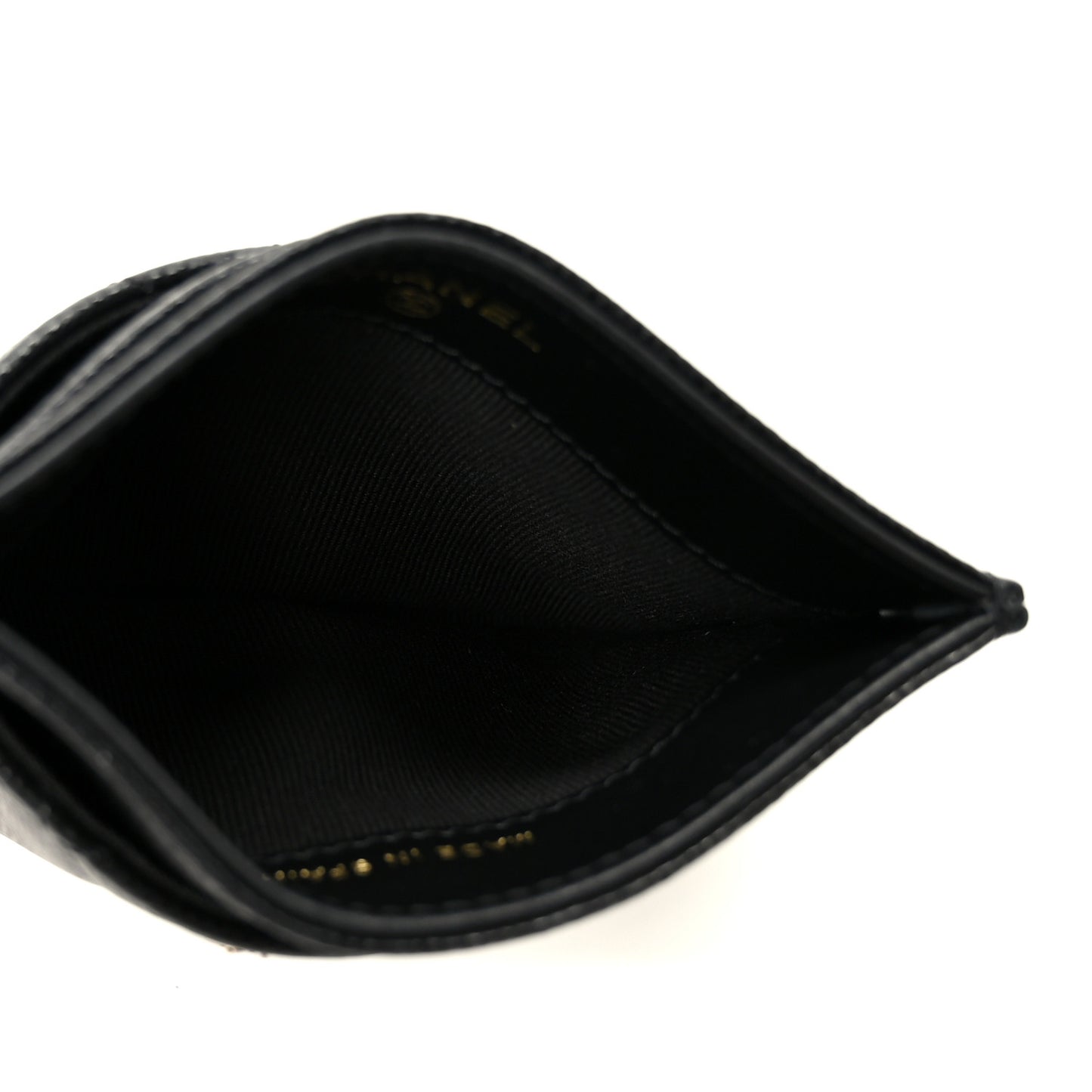 Caviar Quilted Crystal Card Holder Black