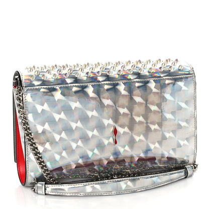 Christian Louboutin Metallic Calfskin Spikes Paloma Clutch Silver 3 of 9