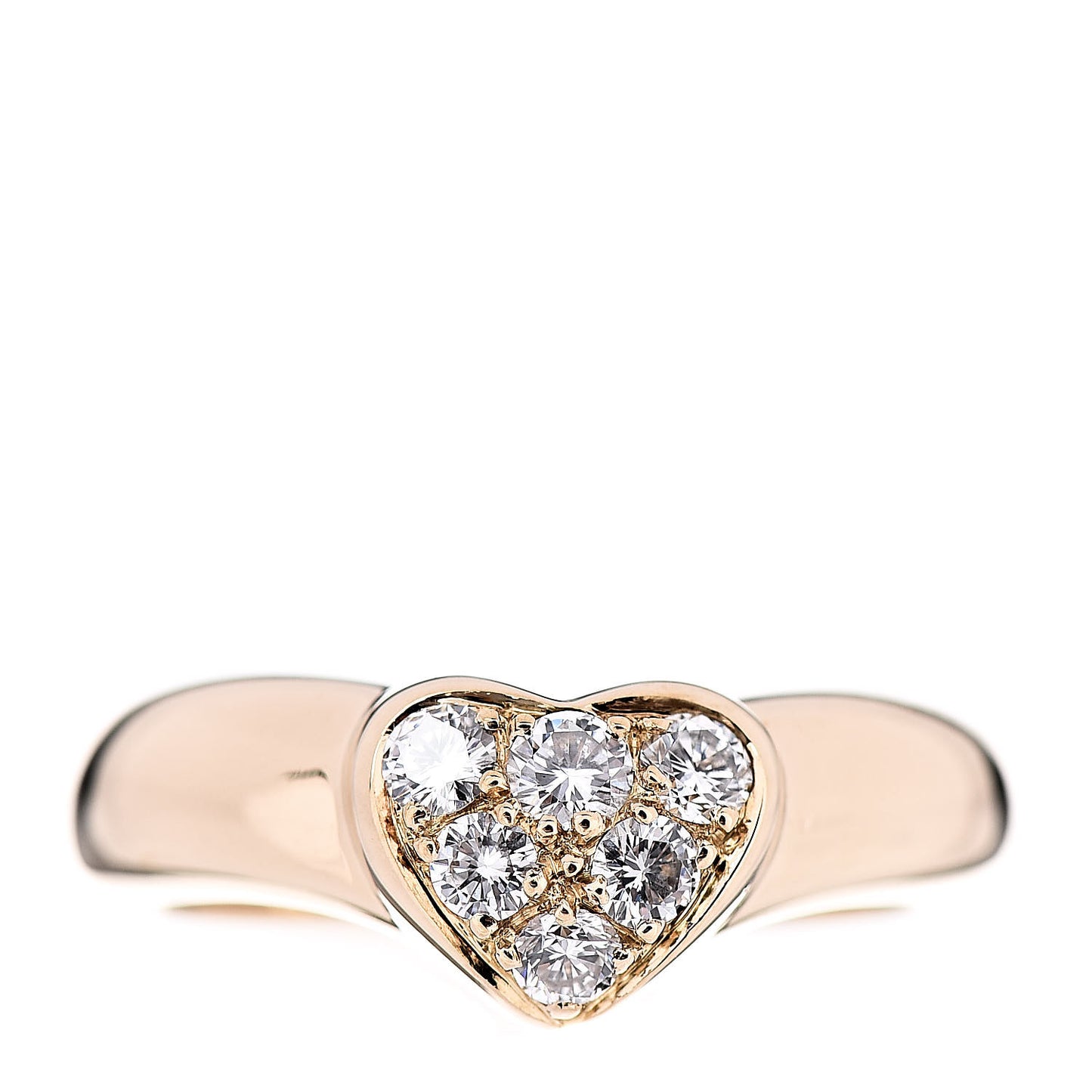 18K Yellow Gold Diamond Heart Band Ring 49 5