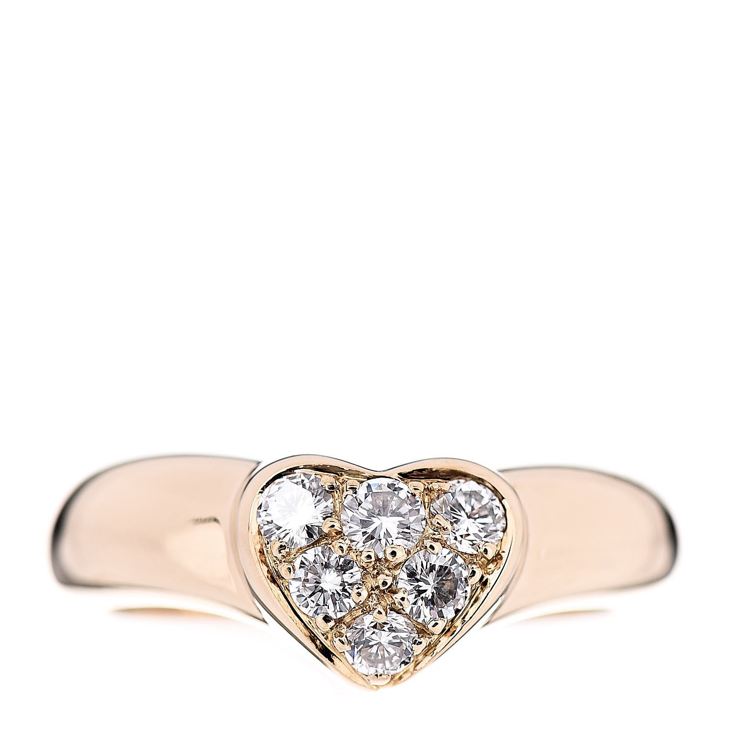 Tiffany 18K Yellow Gold Diamond Heart Band Ring 49 5 1 of 5