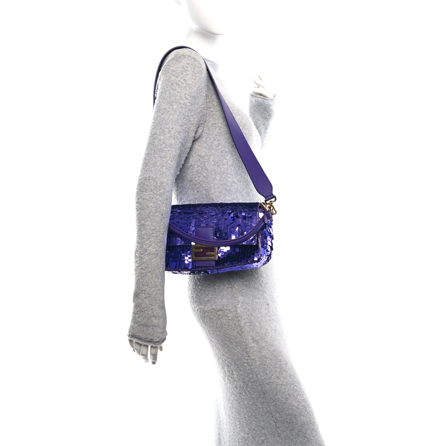 Sequin Paillettes Shiny Nappa Sex and the City Baguette Viola Purple Rain