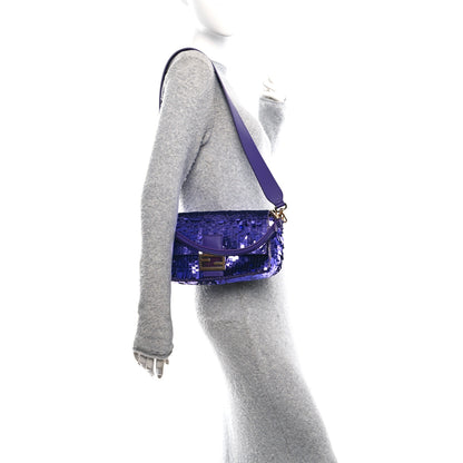 Fendi Sequin Paillettes Shiny Nappa Sex and the City Baguette Viola Purple Rain 2 of 10