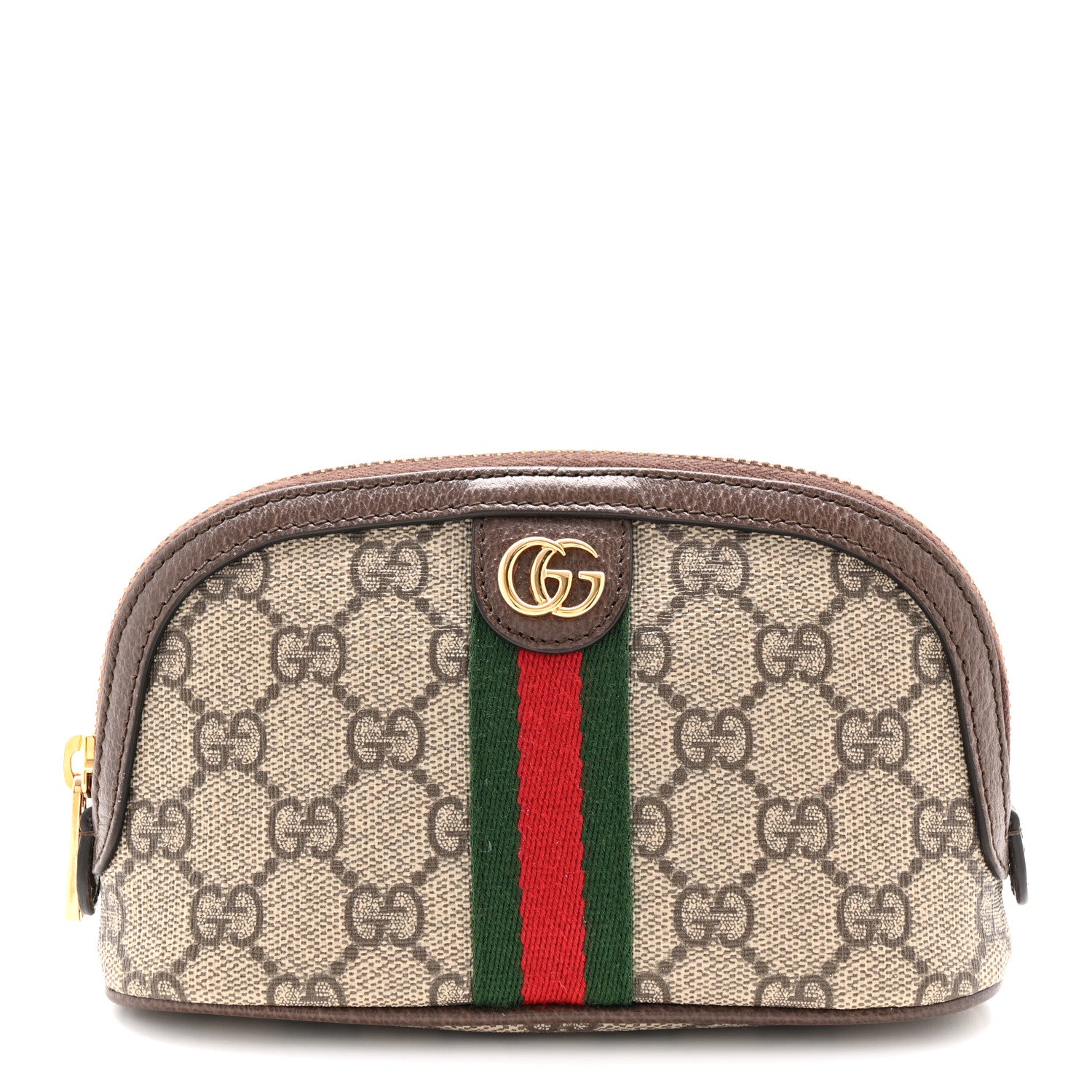 Gucci GG Supreme Monogram Textured Calfskin Web Medium Ophidia Cosmetic Case Beige Ebony New Acero 1 of 7