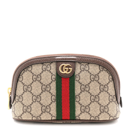 Gucci GG Supreme Monogram Textured Calfskin Web Medium Ophidia Cosmetic Case Beige Ebony New Acero 1 of 7