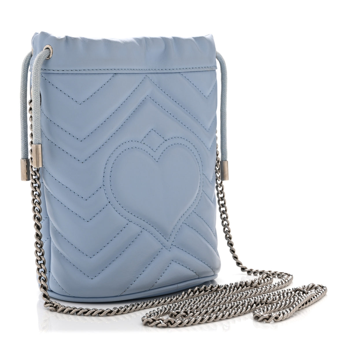 Gucci Calfskin Matelasse Mini GG Marmont 2.0 Bucket Bag Porcelain Light Blue 3 of 10