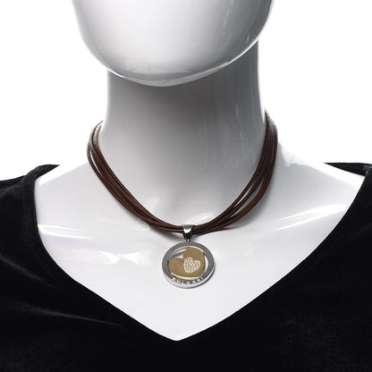 Bulgari Stainless Steel 18K Yellow Gold Diamond Tondo Heart Pendant Necklace 2 of 4