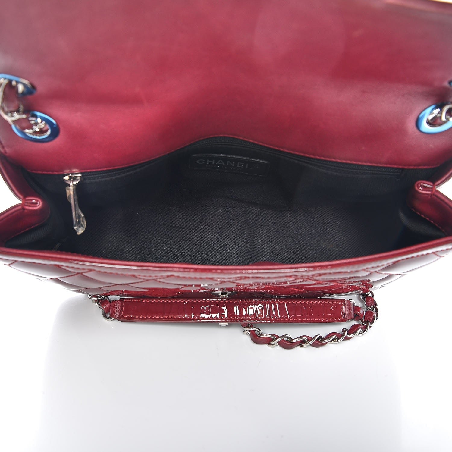 Chanel Patent Quilted Large Coco Shine Flap Burgundy 5 of 11