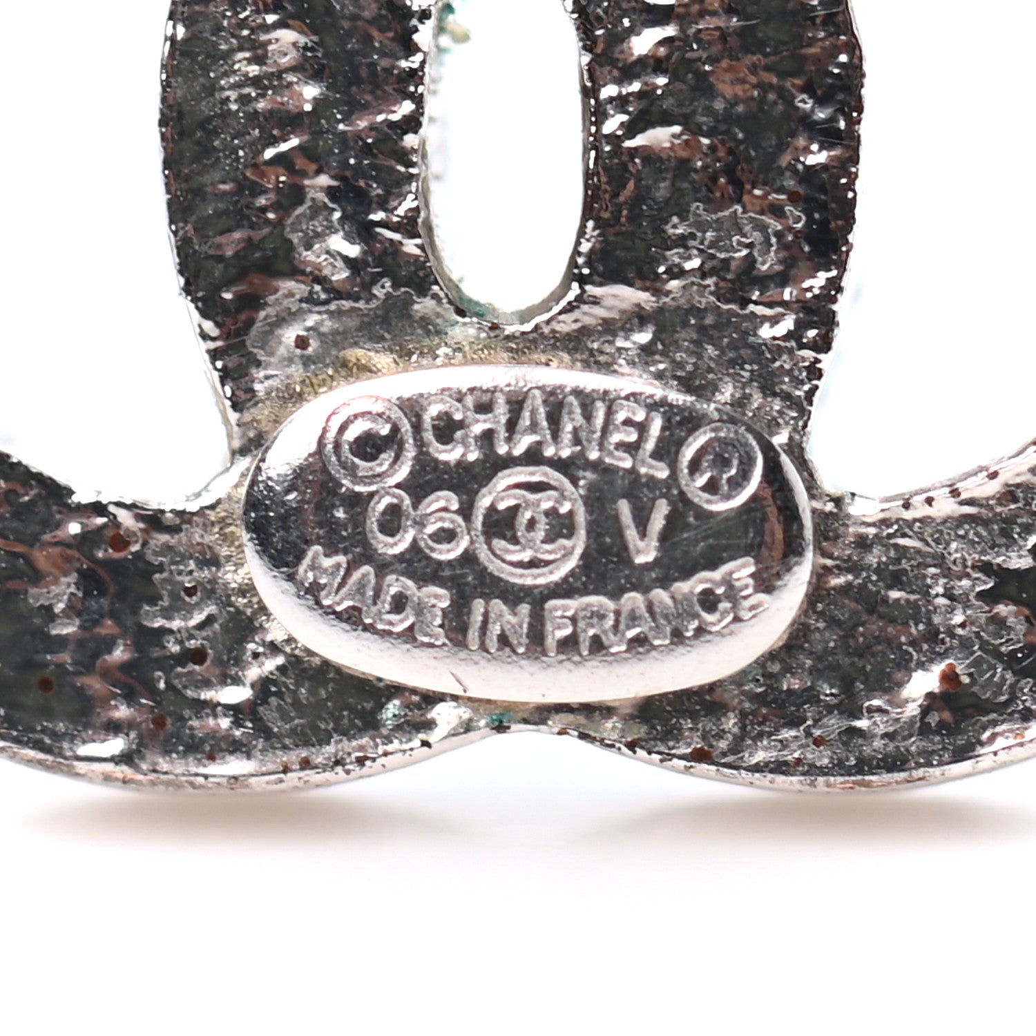 Chanel Crystal Timeless CC Earrings Silver 4 of 4