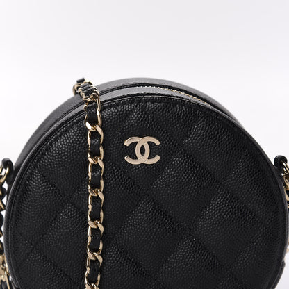 Chanel Caviar Quilted Round Clutch With Chain Black 10 of 11