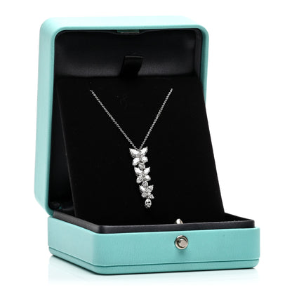 Tiffany Platinum Diamond Victoria Mixed Cluster Drop Pendant Necklace 5 of 5