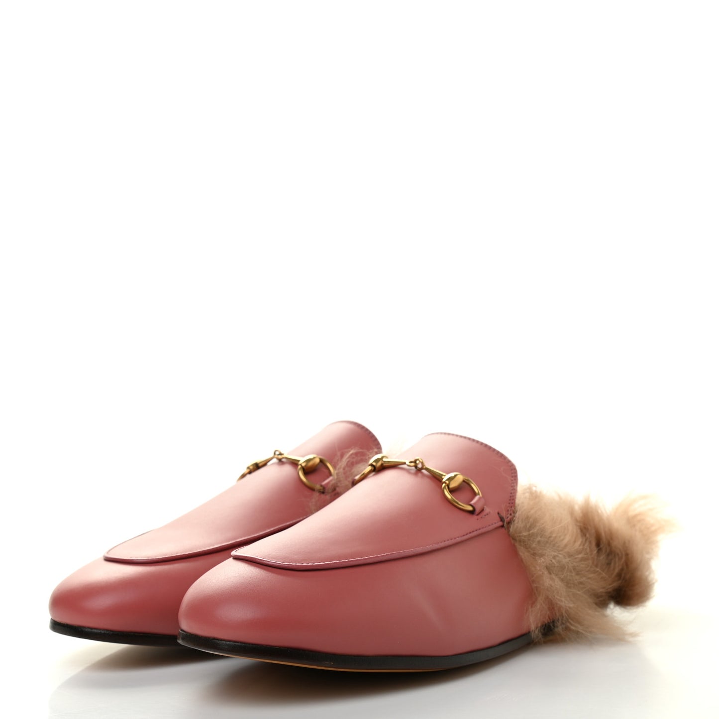 Calfskin Fur Womens Princetown Slippers 41.5 Lipstick Rose Natural
