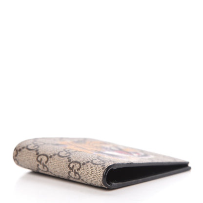 Gucci GG Supreme Monogram Selleria Calfskin Tiger Nice Bi-Fold Wallet Beige Ebony Multicolor Black 4 of 8