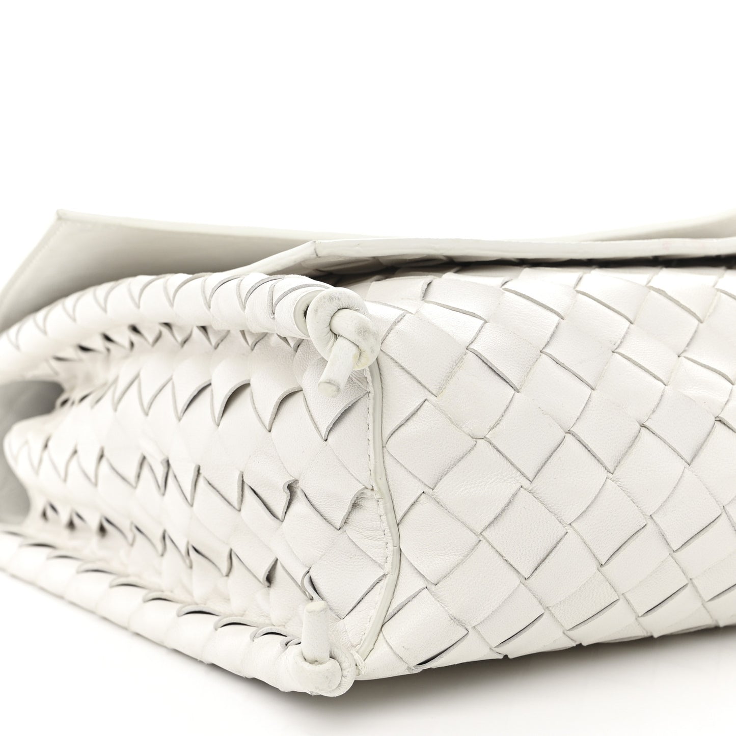 Nappa Intrecciato Medium Knot Flap Crossbody White