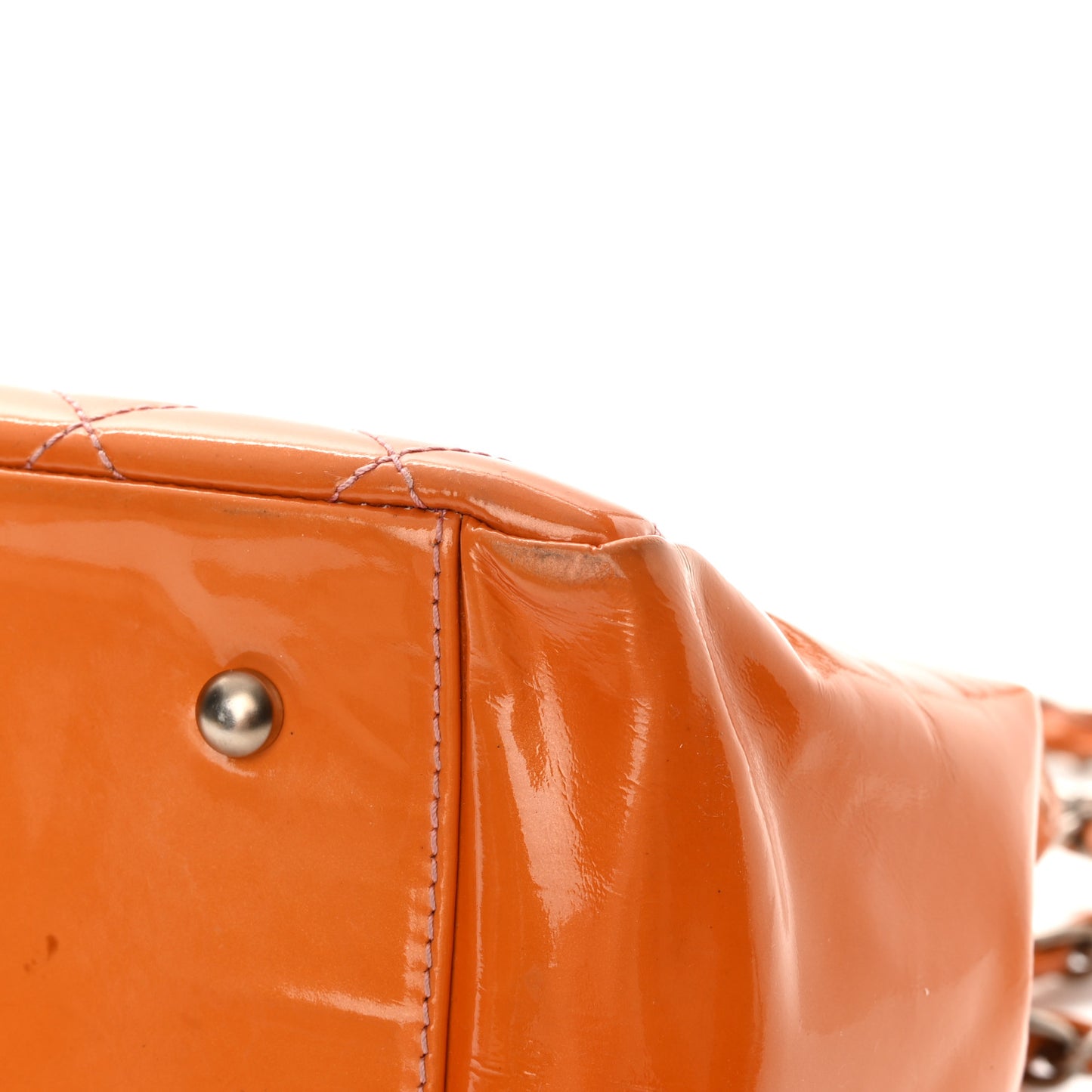 Patent Quilted Petit Timeless Shopping Tote PTT Orange