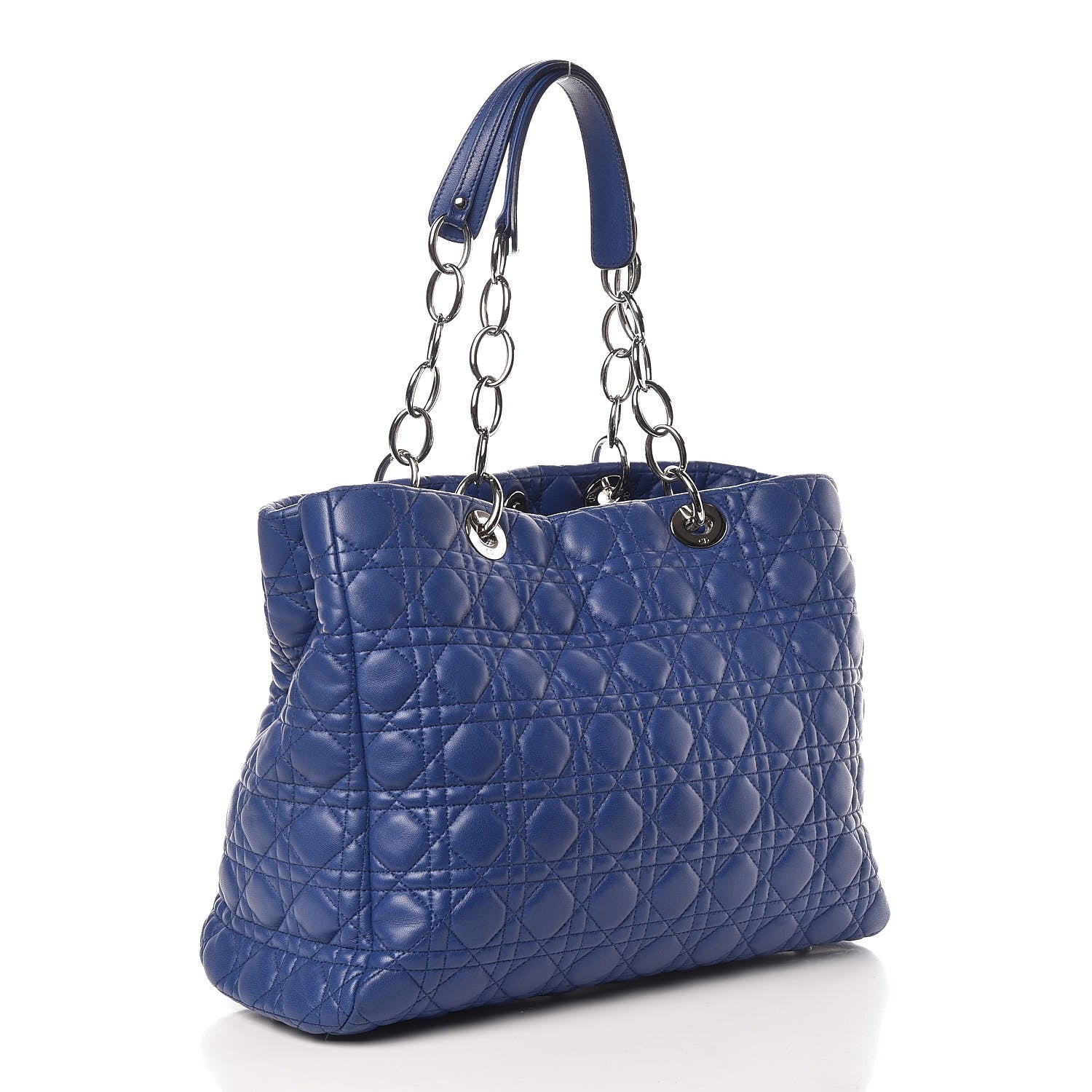 Christian Dior Lambskin Cannage Large Dior Soft Shopping Tote Blue 3 of 11
