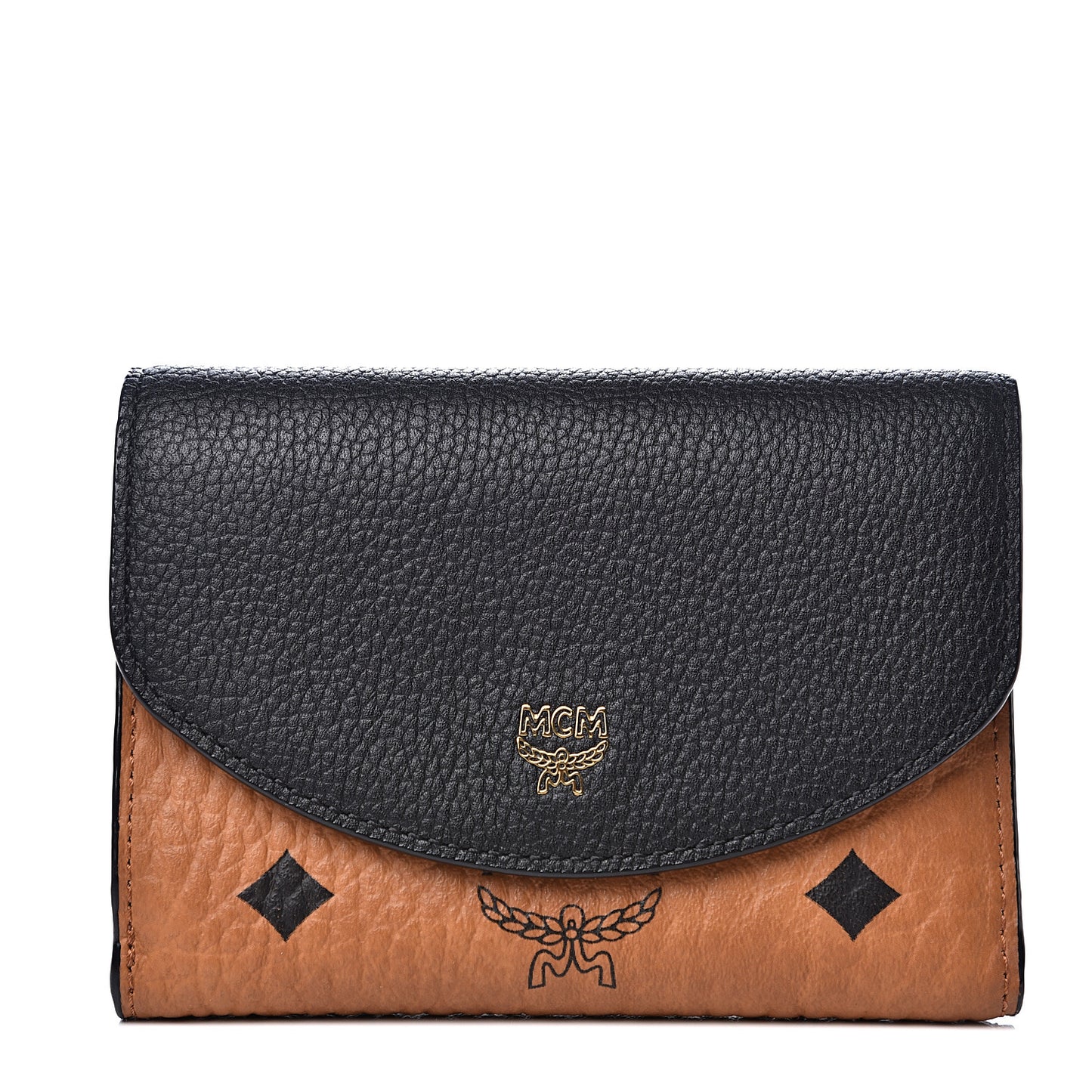 Visetos Grained Calfskin Tri-Fold Wallet Black