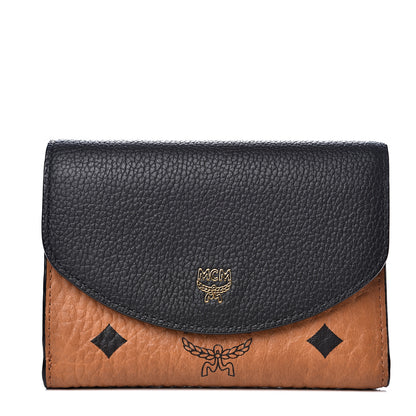 MCM Visetos Grained Calfskin Tri-Fold Wallet Black 1 of 5