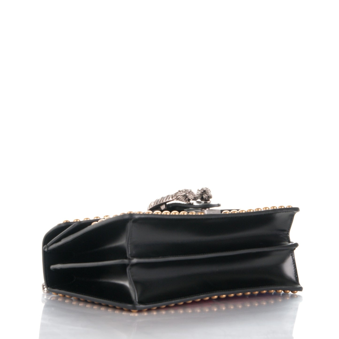 Calfskin Floral Embroidered Studded Small Dionysus Shoulder Bag Black
