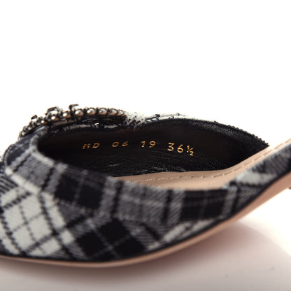 Christian Dior Canvas Tartan Gang Ankle Strap Slingback Pumps 36.5 Black 10 of 10