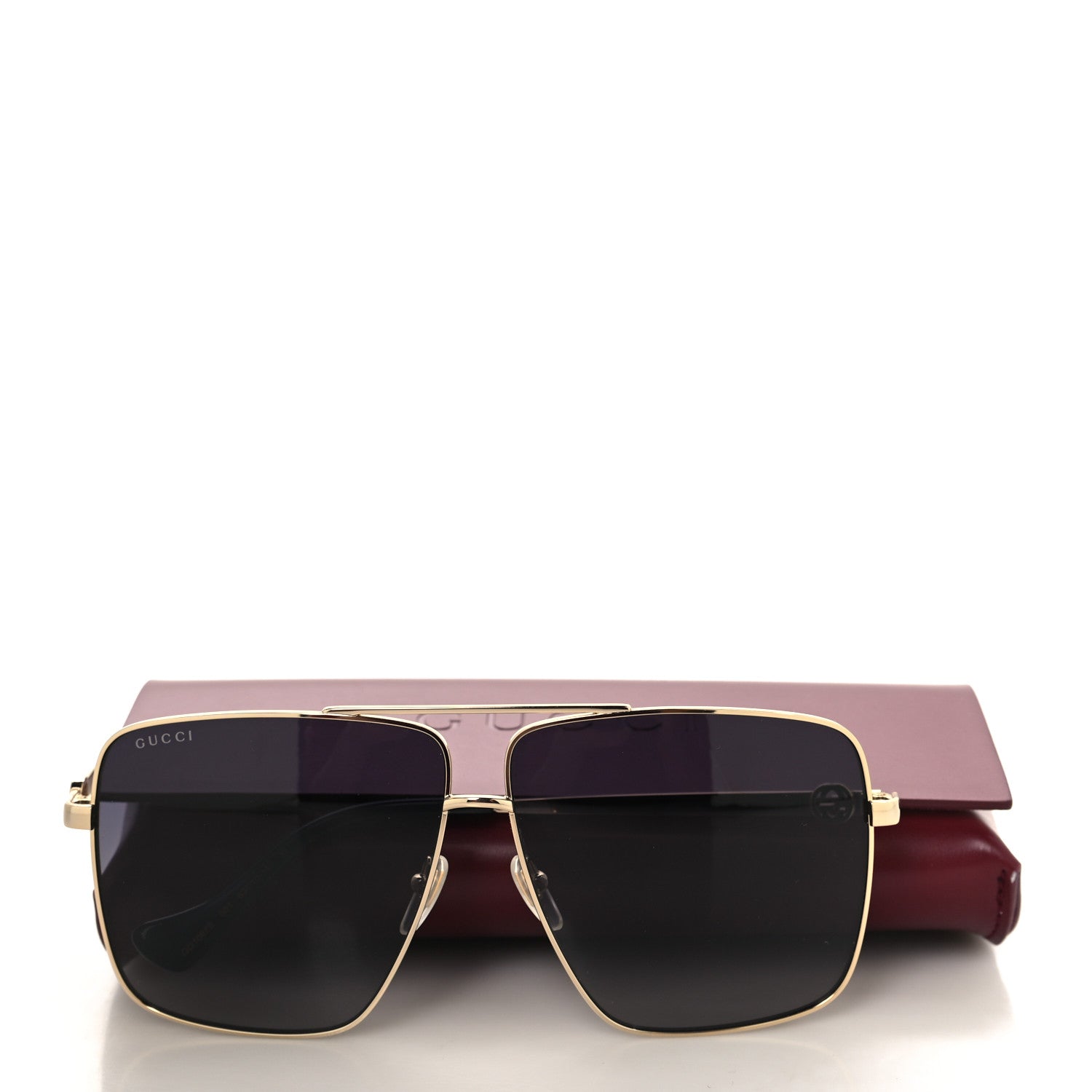Gucci Metal Navigator Square Sunglasses GG1087S Gold Black 1797387