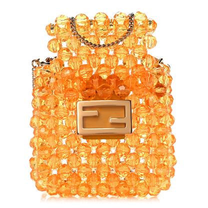 Fendi Glass Vitello King Beaded Mini Pico Baguette Charm Orange 1 of 9