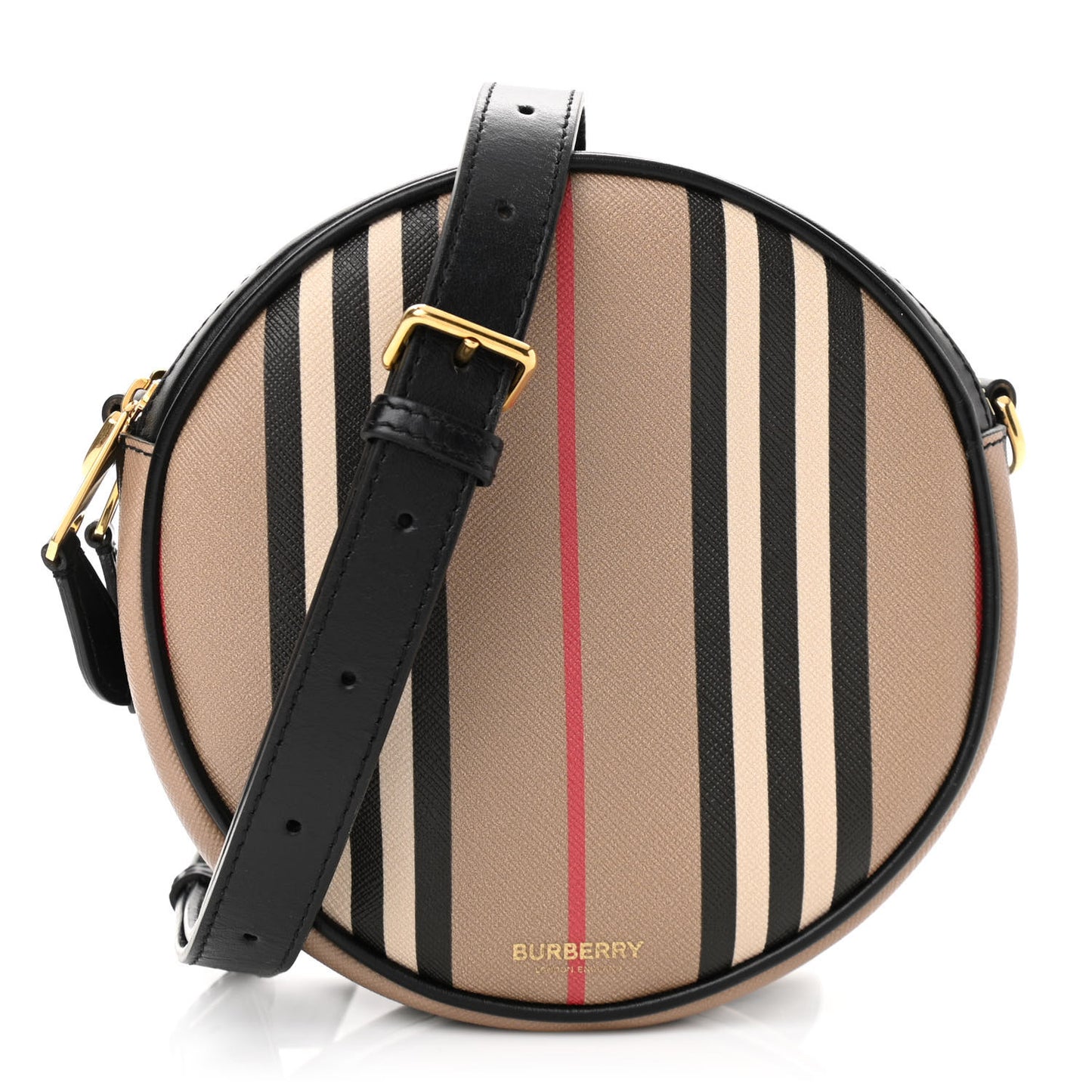E-Canvas Calfskin Icon Stripe Louise Bag Archive Beige