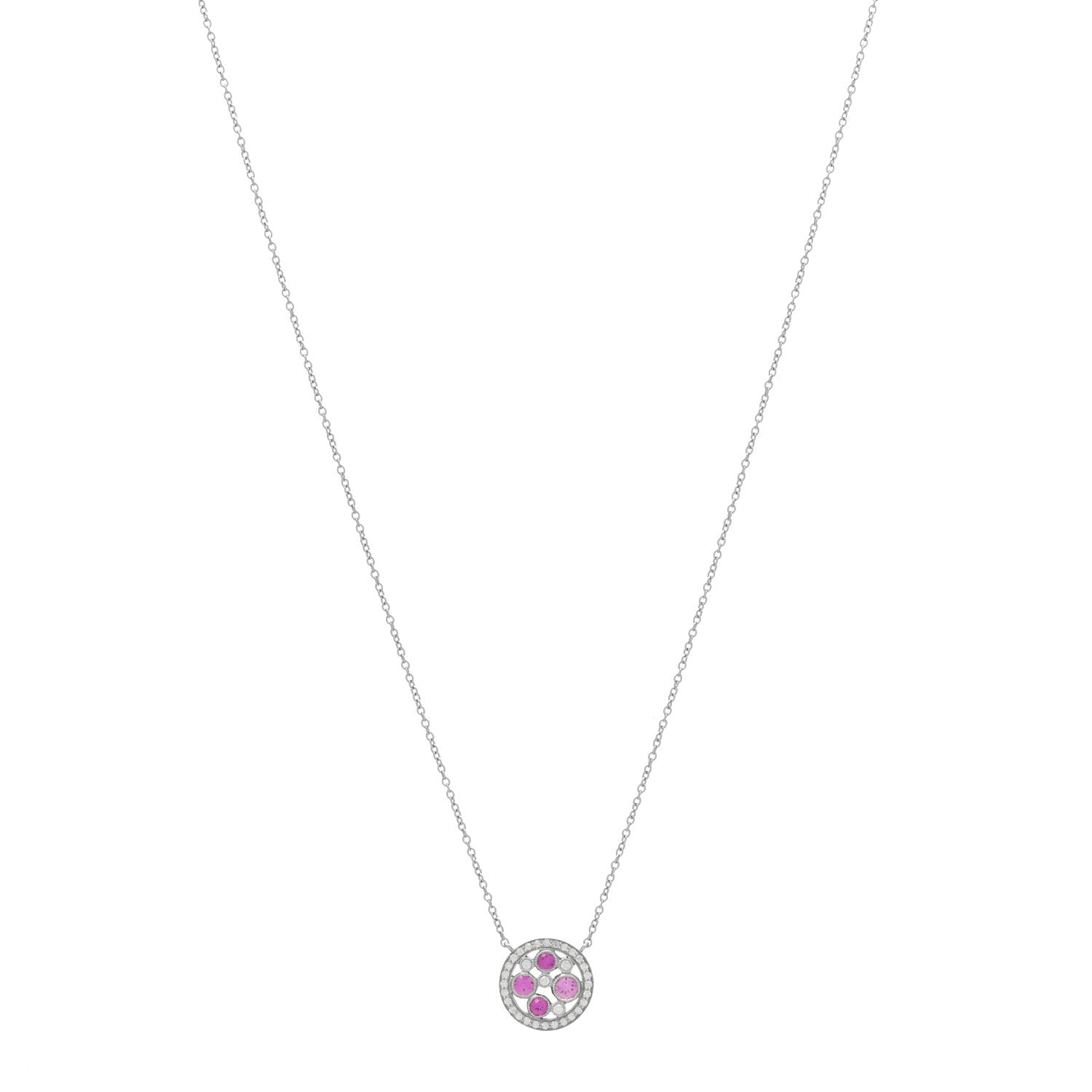 Tiffany Platinum Diamond Pink Sapphire Cobblestone Pendant Necklace 1 of 4