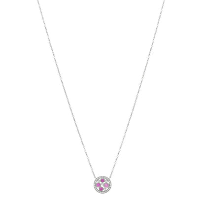 Tiffany Platinum Diamond Pink Sapphire Cobblestone Pendant Necklace 1 of 4