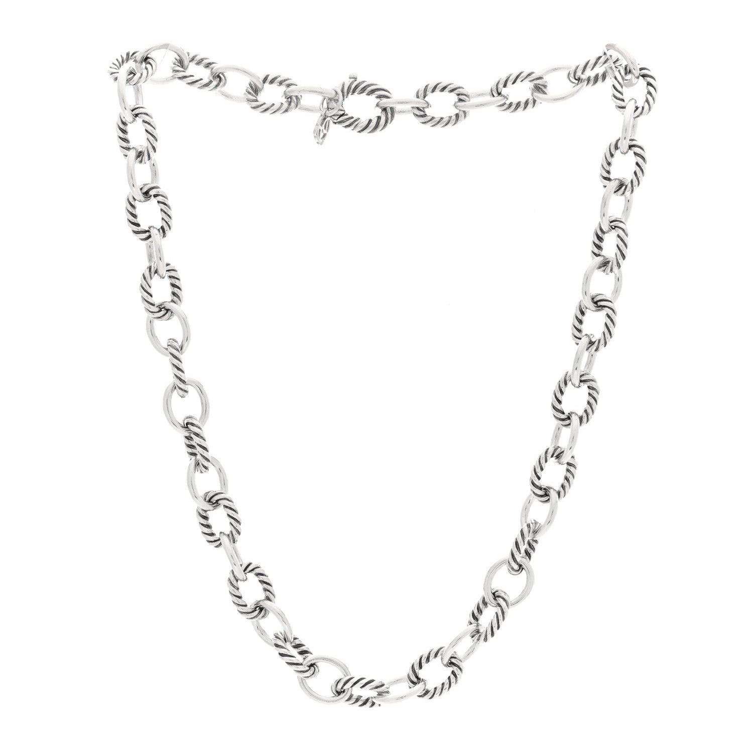 David Yurman Sterling Silver 10mm Medium Oval Link Necklace 3 of 4