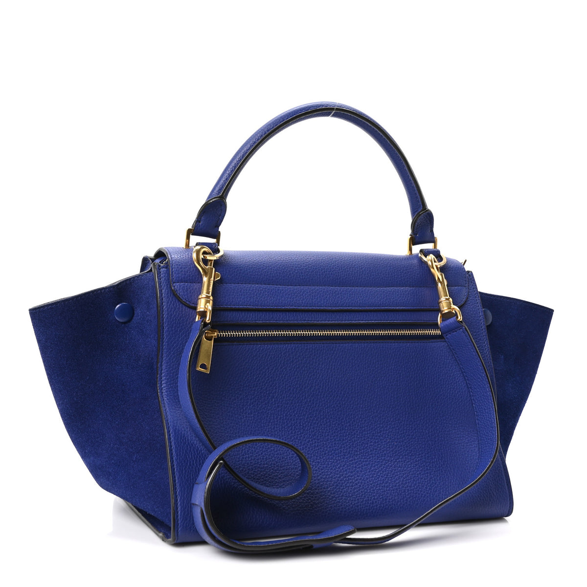 Drummed Calfskin Suede Small Trapeze Indigo
